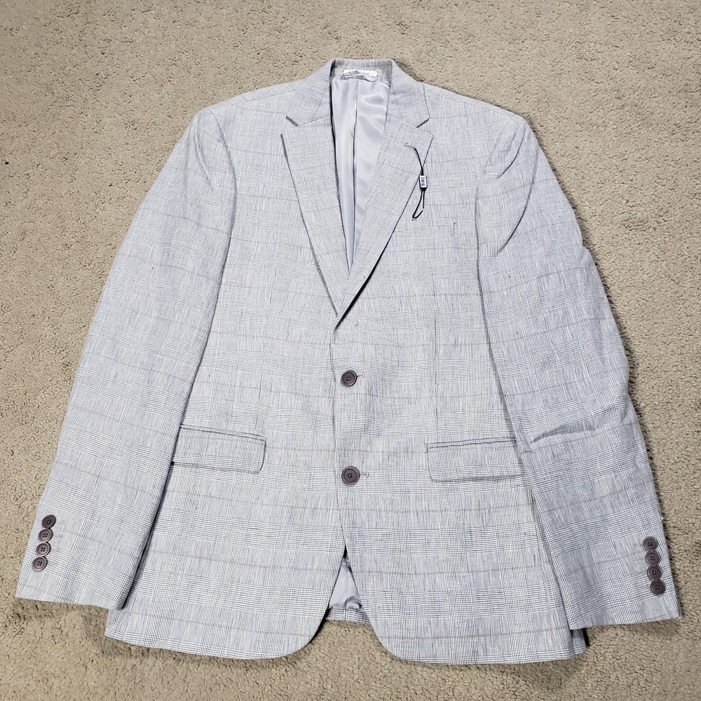 Bar III Linen Blazer Gray Slim Fit Summer Sport Coat Lightweight Mens 38R Jacket